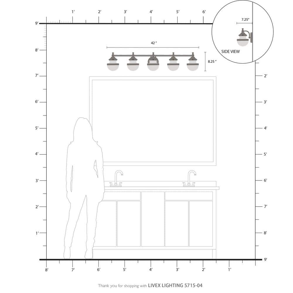 Oldwick Sleek Black 5-Light Vanity Sconce with Satin Opal White Glass