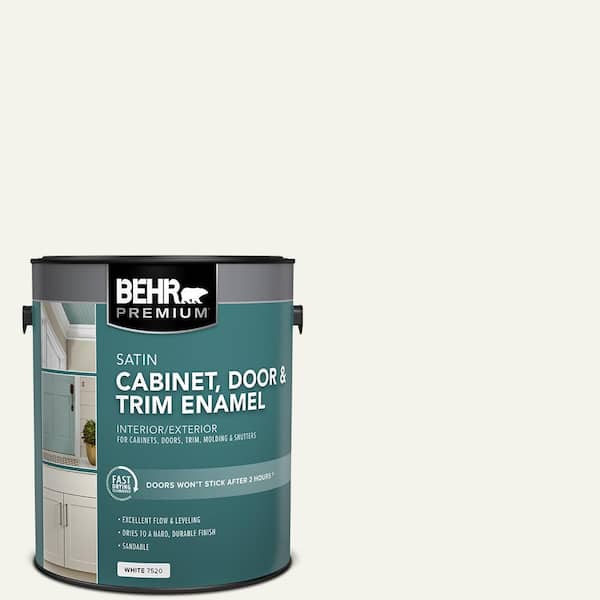 BEHR PREMIUM 1 gal. #HDC-MD-08 Whisper White Satin Enamel Interior/Exterior Cabinet, Door & Trim Paint