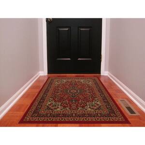 Ottohome Collection Non-Slip Rubberback Medallion Oriental Design 3x5 Indoor Area Rug, 3 ft. 3 in. x 5 ft., Red
