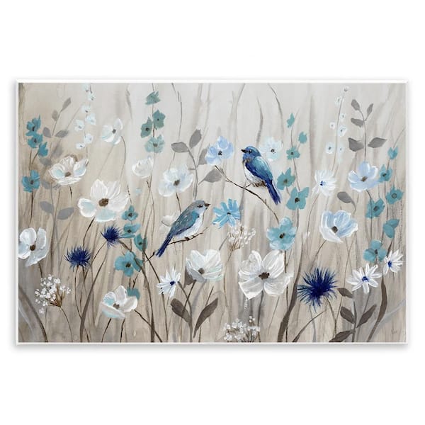Stupell Industries Birds Floral Meadow Blossoms by Nan 1-Piece Unframed Nature Graphic Art Print 15 in. x 10 in.