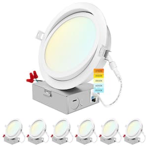 6 in. Gimbal Canless 15W 5 Color Options New Construction 1400 Lumens Integrated LED Recessed Light Kit J-Box (6-Pack)