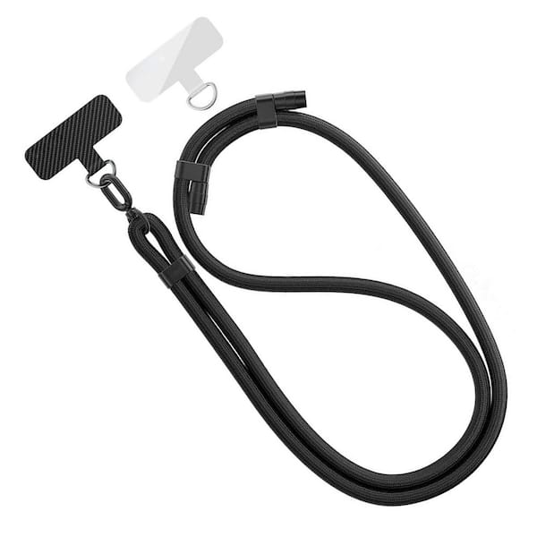 OBJLGEV Adjustable Anti-Theft Phone Lanyard Crossbody with 2 Phone Tabs Skin-Friendly Universal Neck Strap for Travel in Black