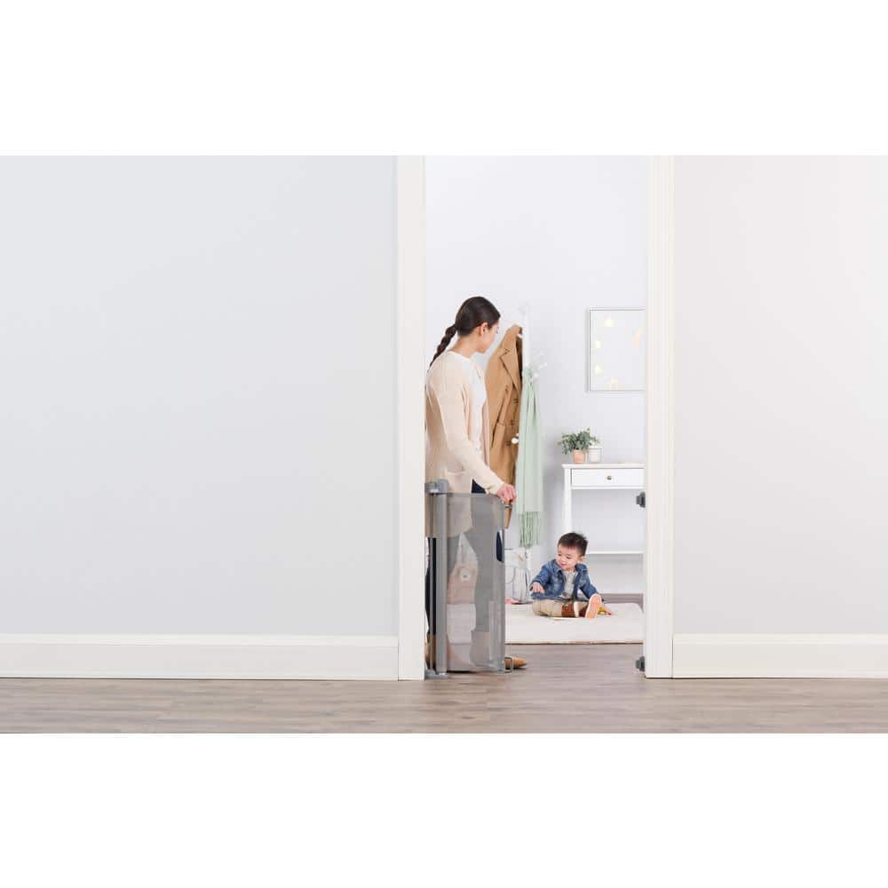 Regalo 30 in. Tall Gray Retractable Mesh Safety Gate