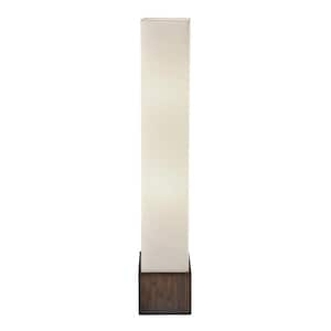 50 in. Brown Rattan Column Floor Lamp With Long White Rectangular Shade