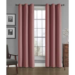 Crushed Clay Solid Microfiber 40 in. W x 84 in. L Grommet Room Darkening Curtain