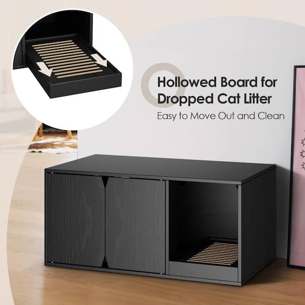 ALLOSWELL Litter Box Enclosure, Hidden Cat Washroom, Wooden Cat
