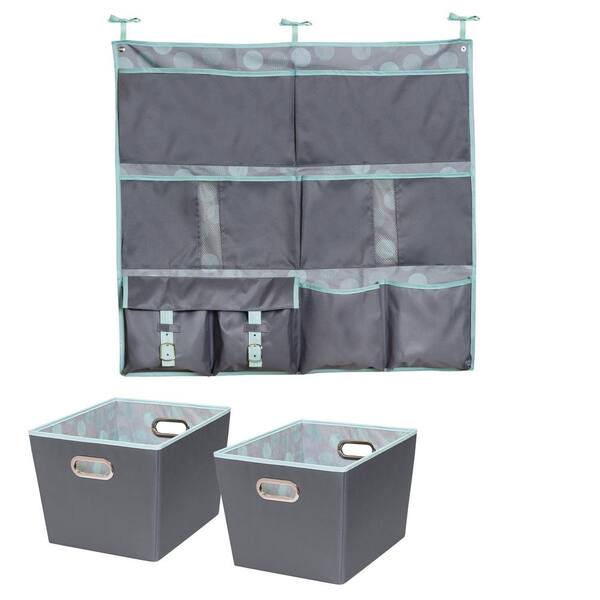 Honey-Can-Do 10 lb. Hanging Organizer and 15.75 in. x 10.8 in. Mint Polyester Bin (2-Pack)