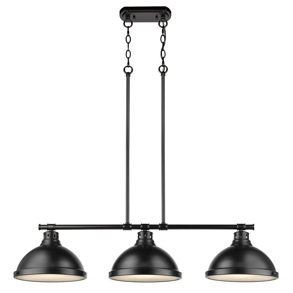 Duncan 40" Transitional 3-Light Linear Pendant in Matte Black