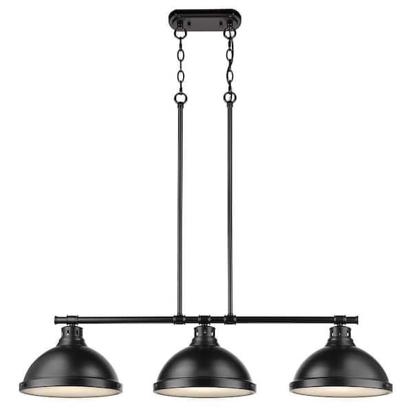 Golden Lighting - Duncan 3-Light Black Pendant with Matte Black Shade