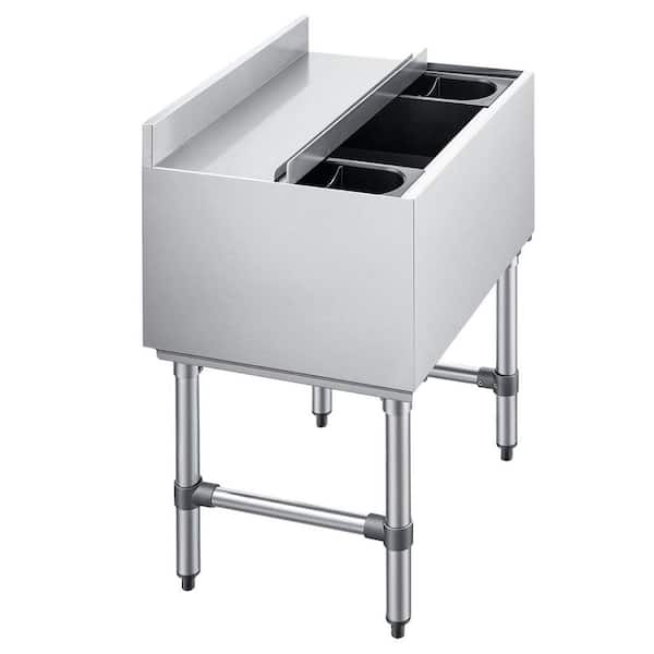 Commercial Ice Bin, 39.6 Qt. Capacity, 12 x 24 x 33 in. Stainless Steel Ice Chest with Sliding Lid, 24H Insulation, NSF