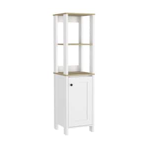 15.7 in. W x 15.7 in. D x 59.3 in. H White Linen Cabinet Storage Cabinet with 4 Shelves and 1 Door