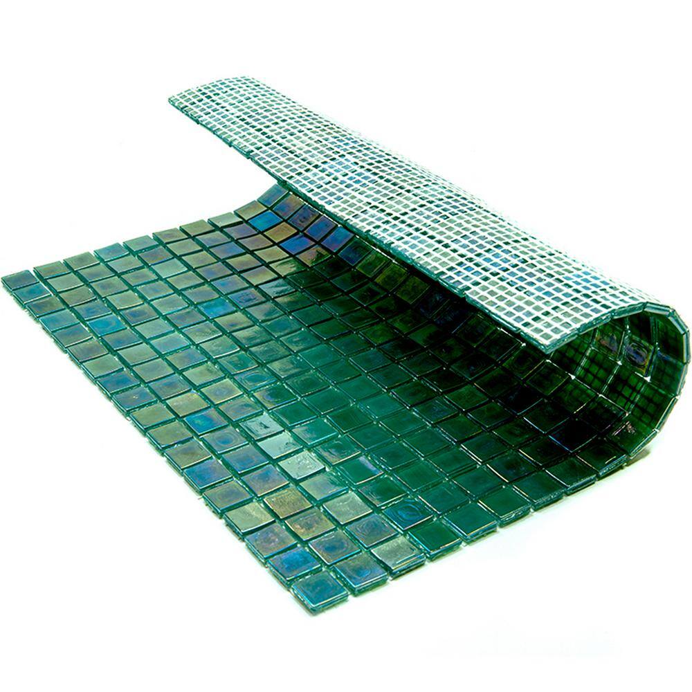 Green-Blue Glossy Glass Mosaic Wall and Floor Tile