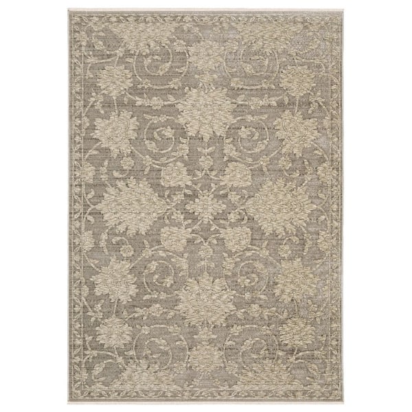 AVERLEY HOME 3 ft. x 5 ft. Gray/Beige Cage Doormat Modern Oriental ...
