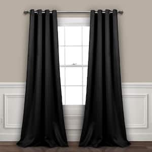 Black Polyester Insulated 95 in. x 52 in. Grommet Blackout Room Darkening Curtain (Double Panel)