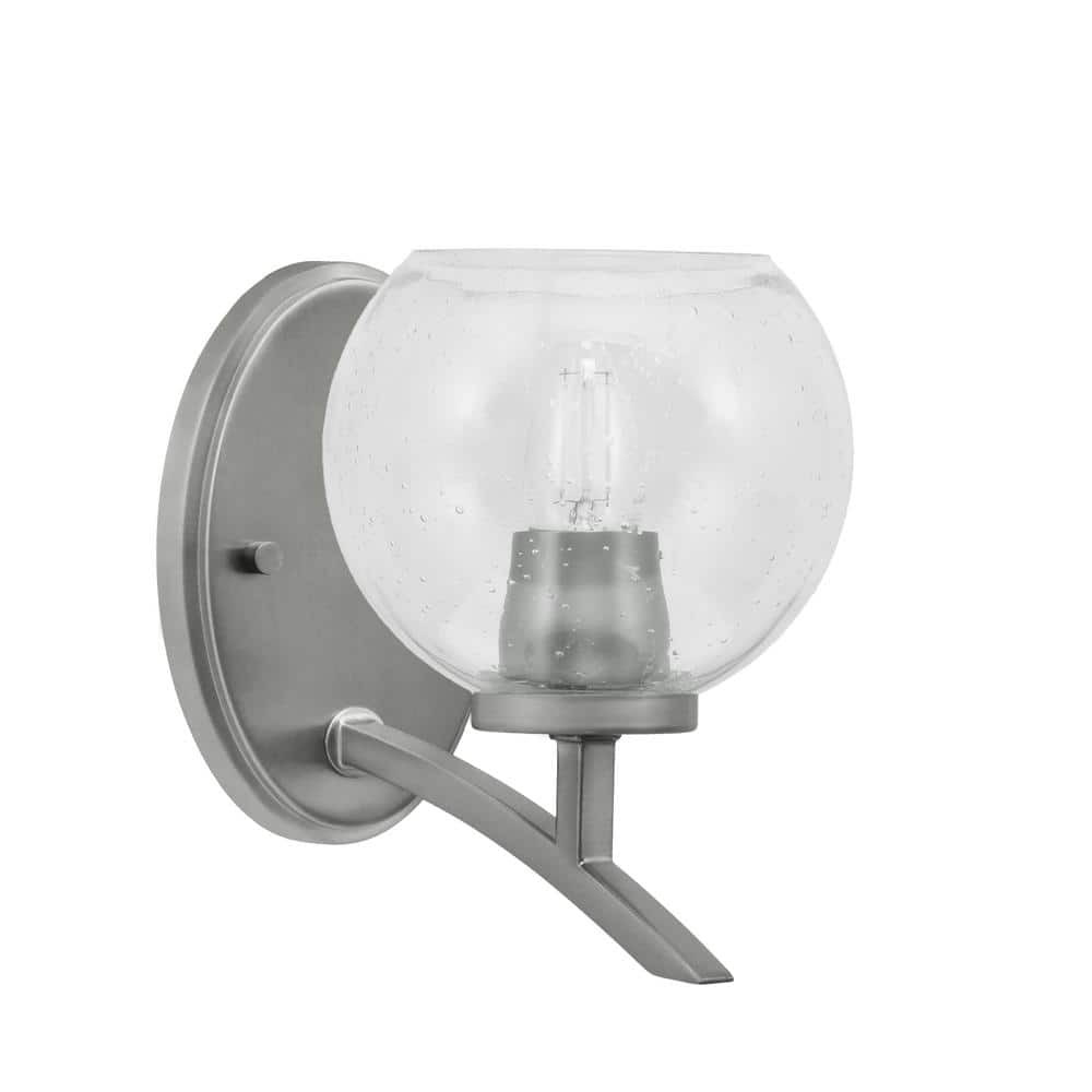 Siena 5.75 in. 1-Light Graphite Sconce with 5.75 in. Clear Bubble Glass Sha