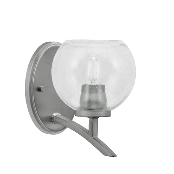 Unbranded Siena 5.75 in. 1-Light Graphite Sconce with 5.75 in. Clear Bubble Glass Shade No Bulb Included