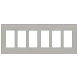 Claro 6 Gang Wall Plate for Decorator/Rocker Switches, Satin, Pebble (SC-6-PB) (1-Pack)