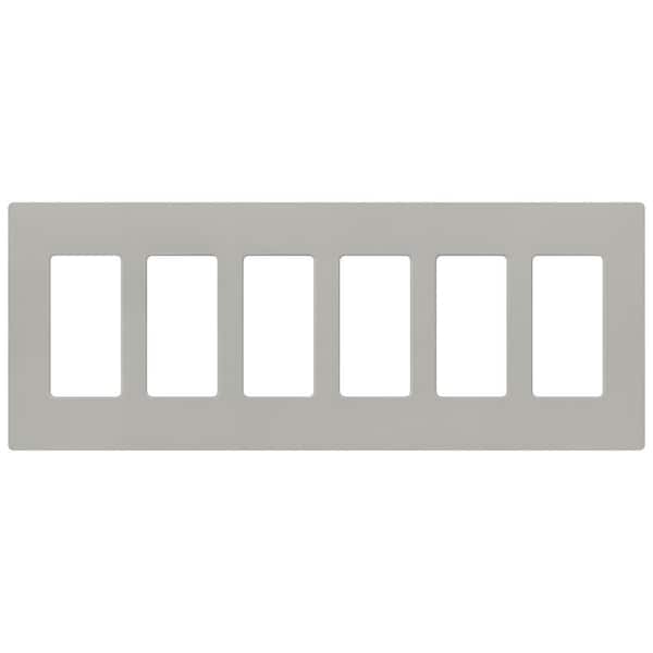 Lutron Claro 6 Gang Wall Plate for Decorator/Rocker Switches, Satin, Pebble (SC-6-PB) (1-Pack)