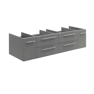 Lucera 60 in. W Wall Hung Vessel Sink Bath Vanity Cabinet Only in Gray