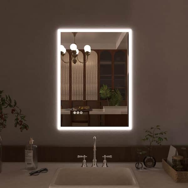 TaiMei IA 22 in. W x 30 in. H Rectangular Frameless LED Wall Bathroom Vanity Mirror