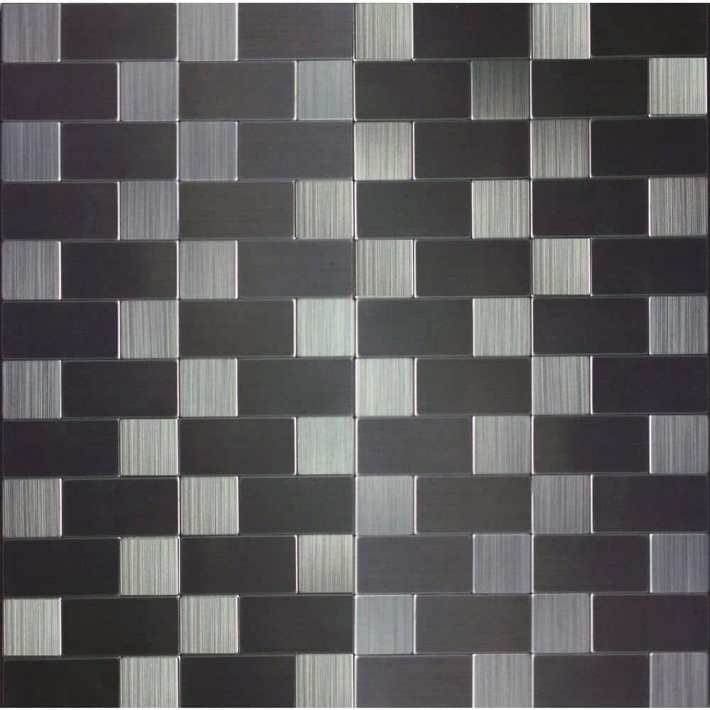 Instant Mosaic 12 In X 12 In X 6 Mm Peel And Stick Brushed Stainless Metal Wall Tile Ekb 03 110 The Home Depot