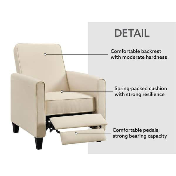 Landon Recliner Chair Set of 2 by Naomi Home Color Cream, Fabric Linen