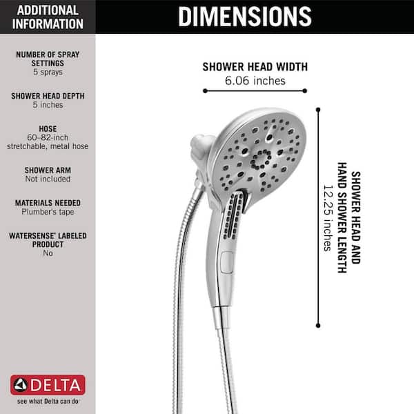 In2ition 5-Spray 6.06 in. Wall Mount Dual Shower Heads with H2Okinetic Technology in Chrome In2ition 5-Spray 6.06 in. Wall Mount Dual Shower Heads with H2Okinetic Technology in Chrome