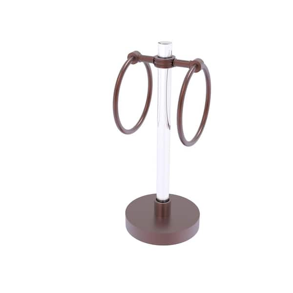 Allied Brass Clearview Collection Freestanding Vanity Top Guest Towel Ring with Dotted Accents in Antique Copper