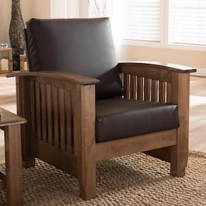 Charlotte Dark Brown Faux Leather Upholstered Accent Chair