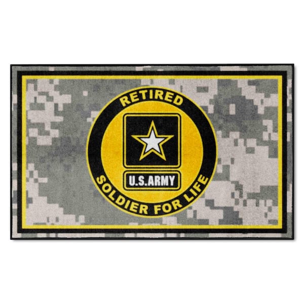 FANMATS U.S. Army Camo 4 ft. x 6 ft. Indoor Latex Backing Tufted Solid Nylon Rectangle Camo Plush Area Rug