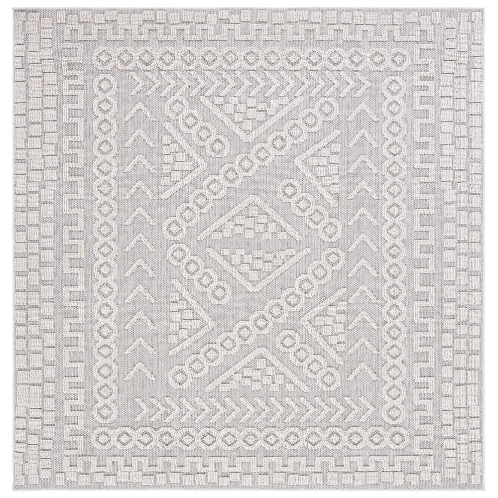 Global Gray/Ivory 7 ft. x 7 ft. Geometric Aztec Indoor/Outdoor Square Area Rug price history on PriceWatchPro