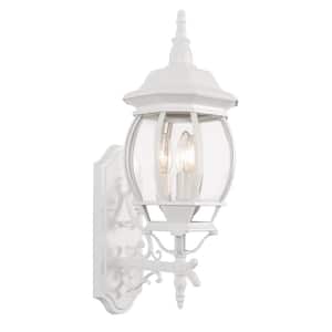 Outdoor 3-Light White Aluminum Wall Sconce with Clear Glass Shade