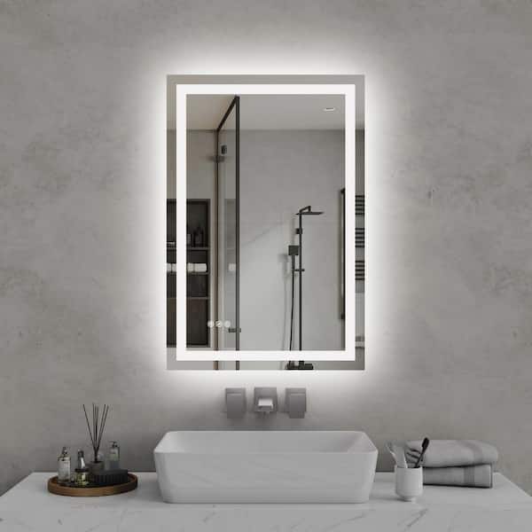 24 in. W x 36 in. H Rectangular Frameless Dimmable LED Light Vertical/Horizontal Wall Bathroom Vanity Mirror