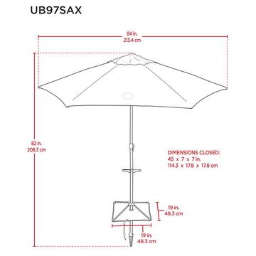 Rio 7 ft. Steel Tilt Beach Umbrella with ANCHORX Sand Anchor in Blue and Turquoise UB97SAX-2023A-1