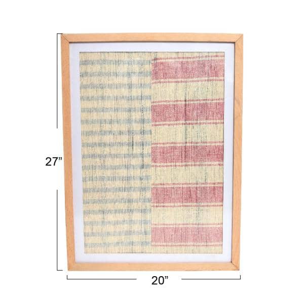 Southwestern Handwoven Cotton Wall Art with Wood Frame