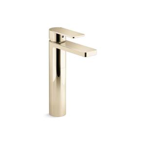 Parallel Tall Single-Handle Bathroom Sink Faucet 0.5 Gpm in Vibrant French Gold