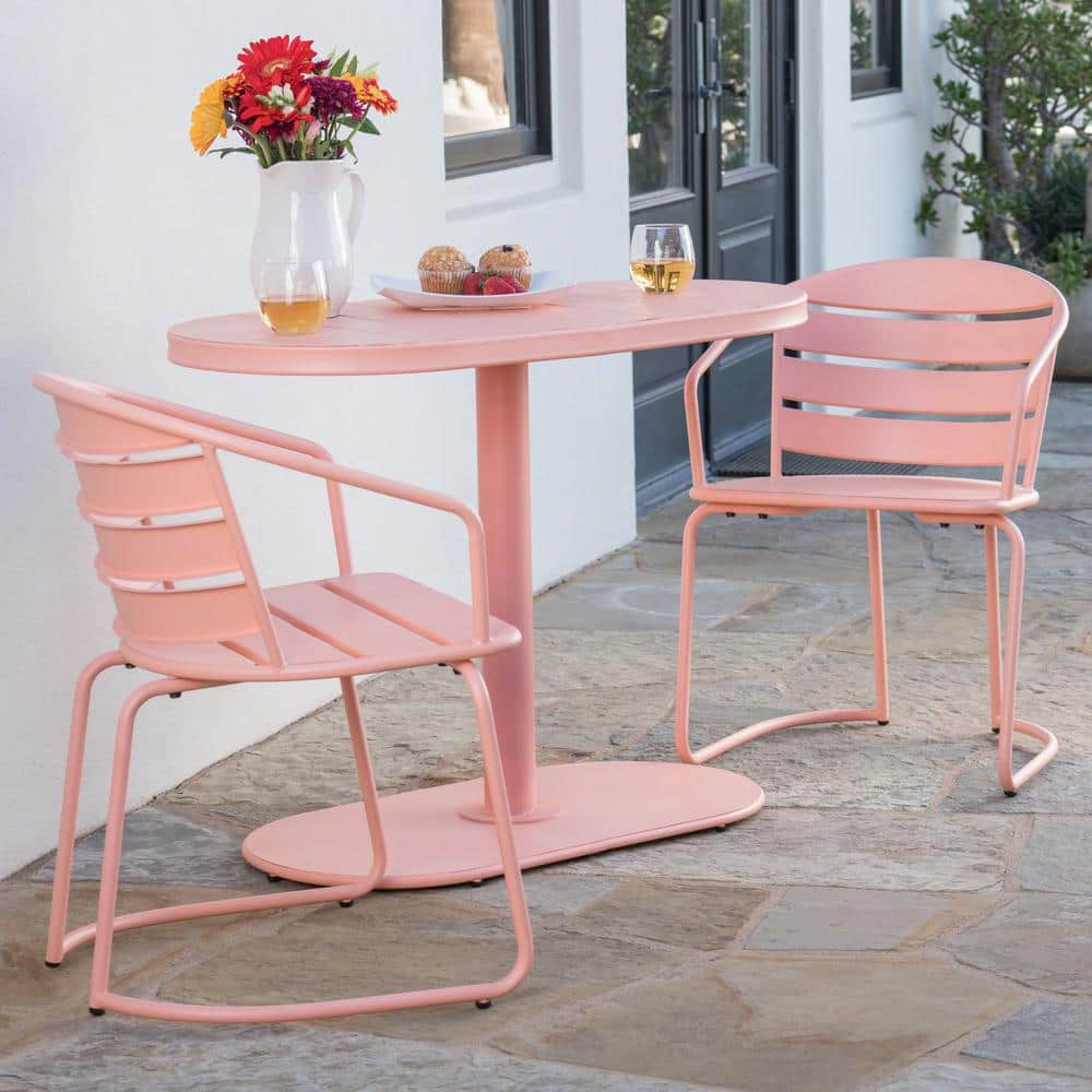 3-Piece Outdoor Metal Bistro Set for Patio Garden, Pink price history on PriceWatchPro