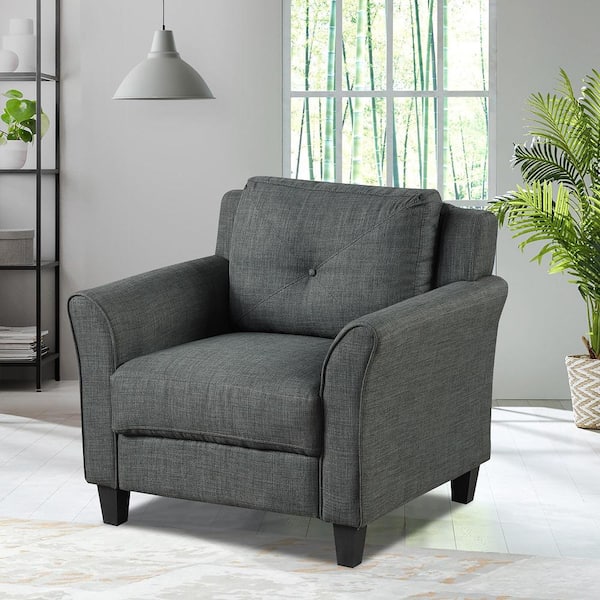 Modern Accent Fabric Arm Chair with Upholstered Gray Single Sofa for Living Room 