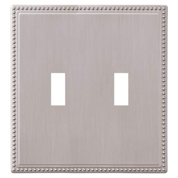 AMERELLE Perlina 2 Gang Toggle Metal Wall Plate - Brushed Nickel