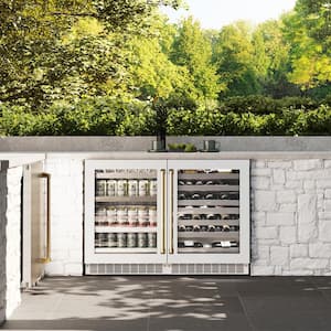 Touchstone 24 in. Single Zone 151 Can Beverage and Wine Cooler with Glass Door in Matte White and Polished Gold