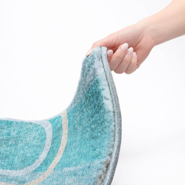 Dream Shag Premium Machine Washable Abstract ADS532 Teal 10 ft. x 14 ft. Area Rug
