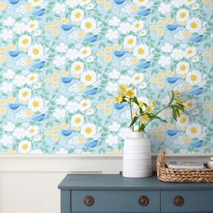 Blue Bird Multi Yellow Peel and Stick Wallpaper Panel (covers 26 sq. ft.)
