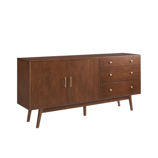 Walnut 70 in. Mid-century Modern 3-Drawer and 2-Door Sideboard