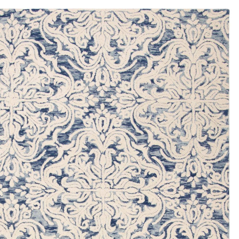 Handmade Tufted Blue and Ivory Floral Wool 8' x 10' Area Rug