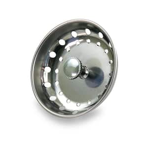 3-1/2 in. Strainer Basket with Fixed Post Replacement for Kitchen Sink Drains Stainless Steel and Rubber Stopper