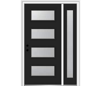 53 in. x 81.75 in. Celeste Frosted Glass Right-Hand Inswing 4-Lite Eclectic Painted Steel Prehung Front Door w/ Sidelite