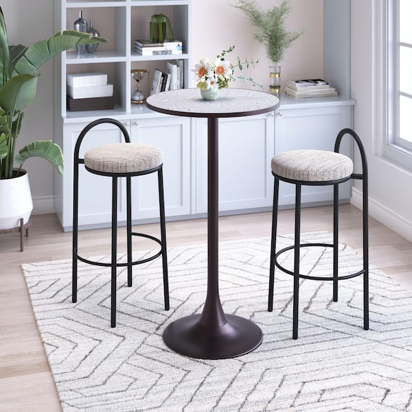 Sisal Collection Beige Tweed 100% Polyester Barstool - (Set of 2)