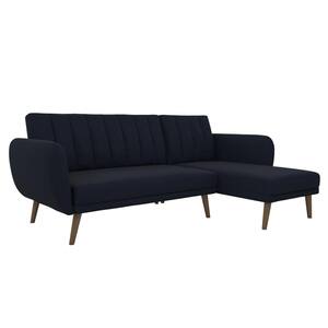 Brittany Blue Linen Sectional Futon Sofa