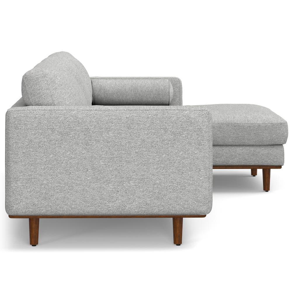 Mist Grey Woven-Blend Fabric Right Sectional Sofa with Chaise