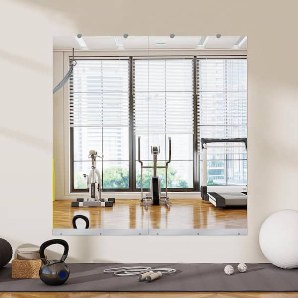Clear 24 in. W x 48 in. H Shatterproof Rectangular Frameless Yoga Mirror Gym Mirror Dance Mirror Floor Mirror